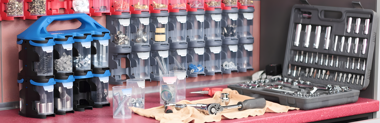 QuestSystem Q2x16 Mobiler Organizer  Sortierbox in der Garage