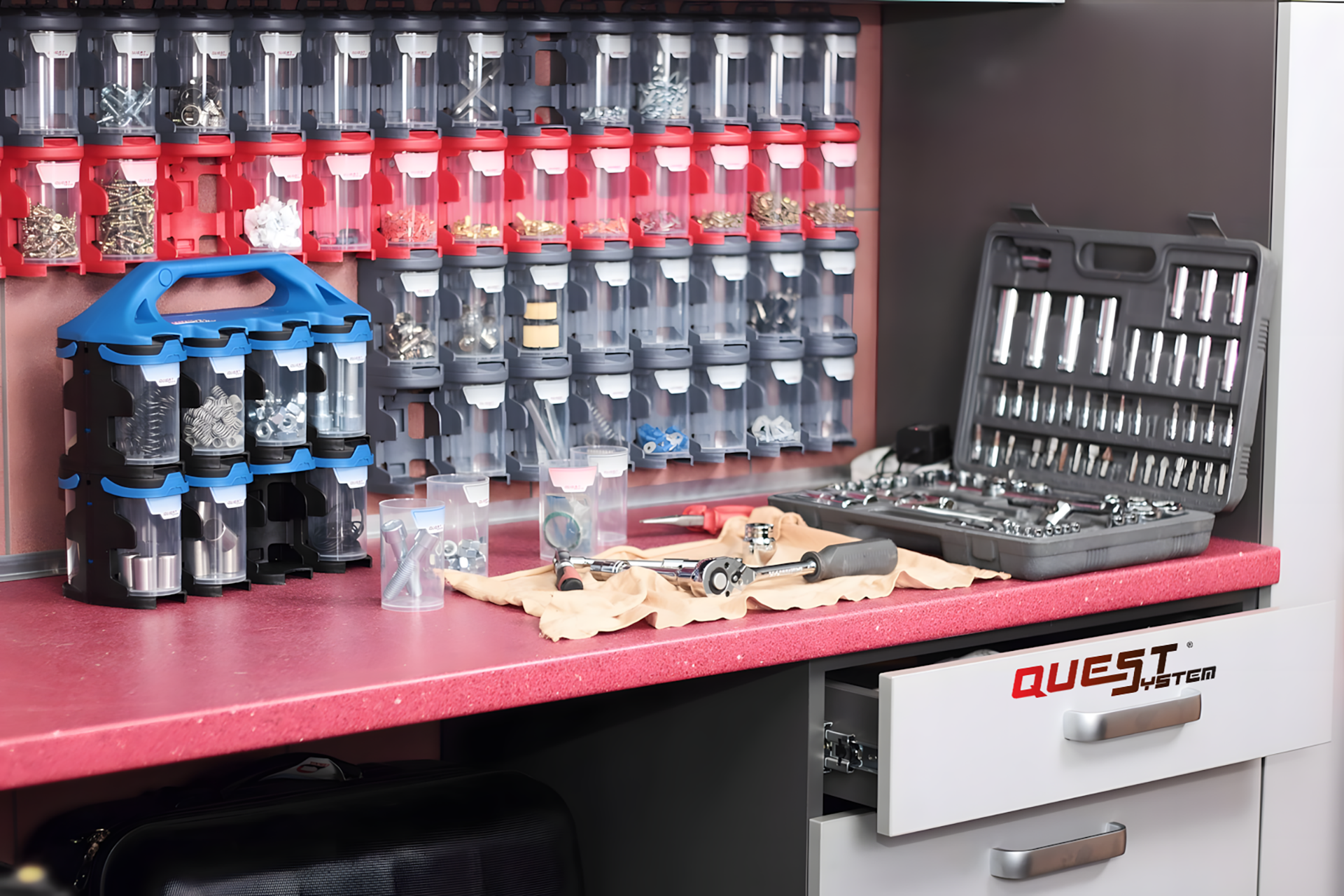 QuestSystem Q2 + Q2x16 – Sortierbox & Mobiler Organizer für Schrauben, Bits & Kleinteile